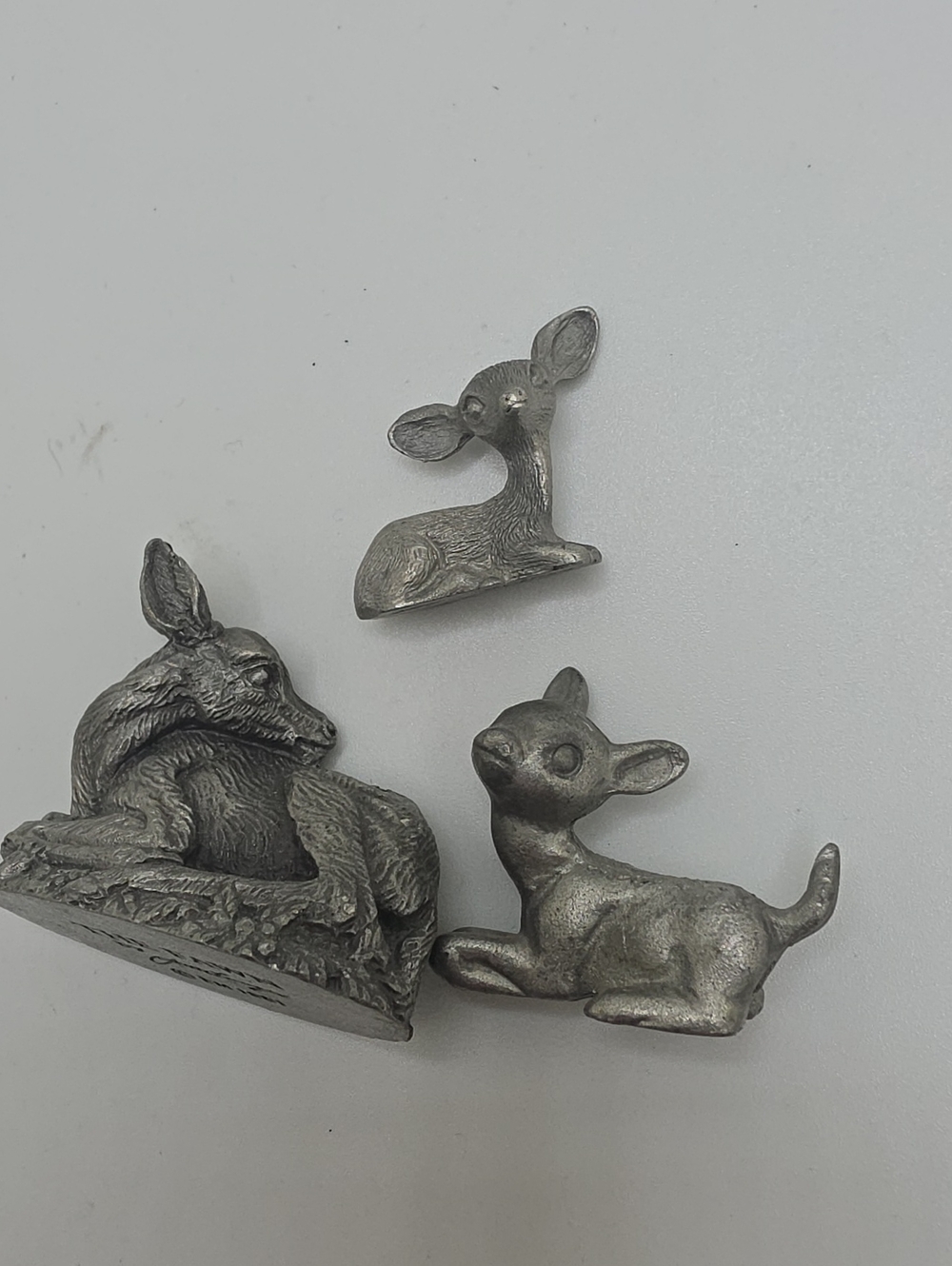 Mini Metal Deer Figurine Set Lot- Silver Decorative Small Accents